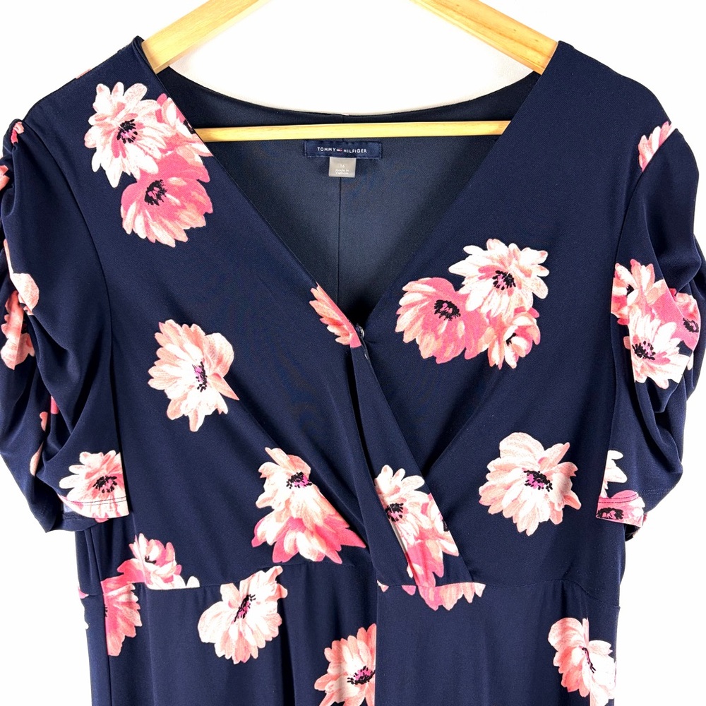 Tommy Hilfiger Navy Floral Wrap Mini Dress - Picture 4 of 13